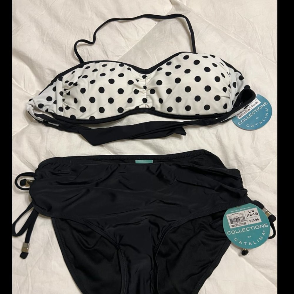 Catalina black and white bikini size L